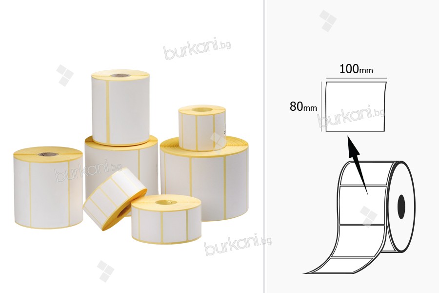 Termal transfer etiketleri (MAT), kağıt, kendinden yapışkanlı 100x80 mm rulo - 1000 adet