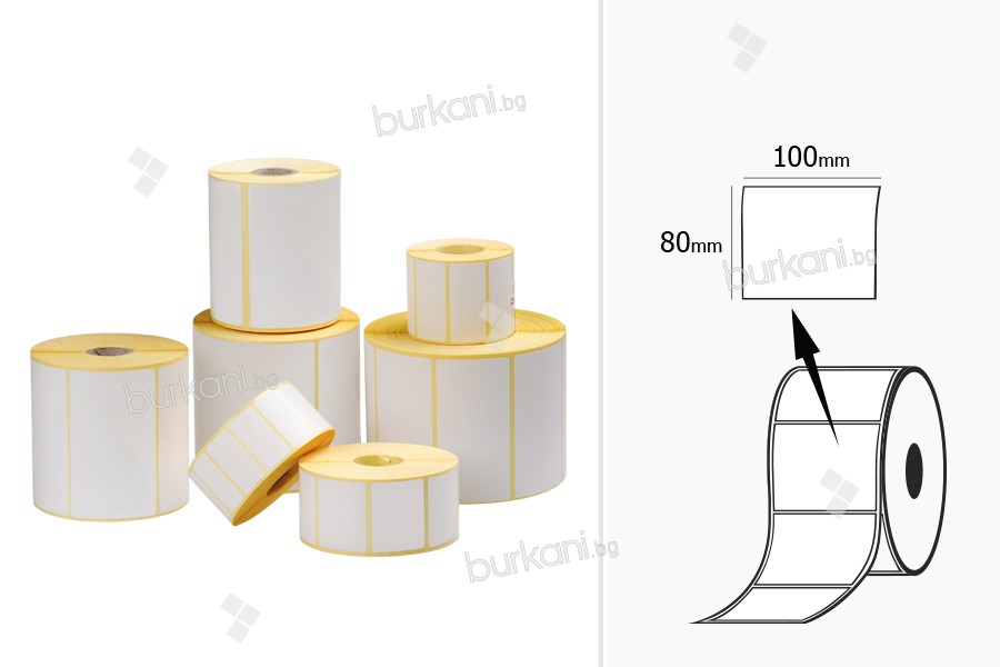 Термотрансферни етикети (МАТ), хартия, самозалепваща ролка 100х80 мм - 1000 бр