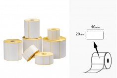 Termal etiketler, kağıt, kendinden yapışkanlı 40x20 mm rulo - 1000 adet