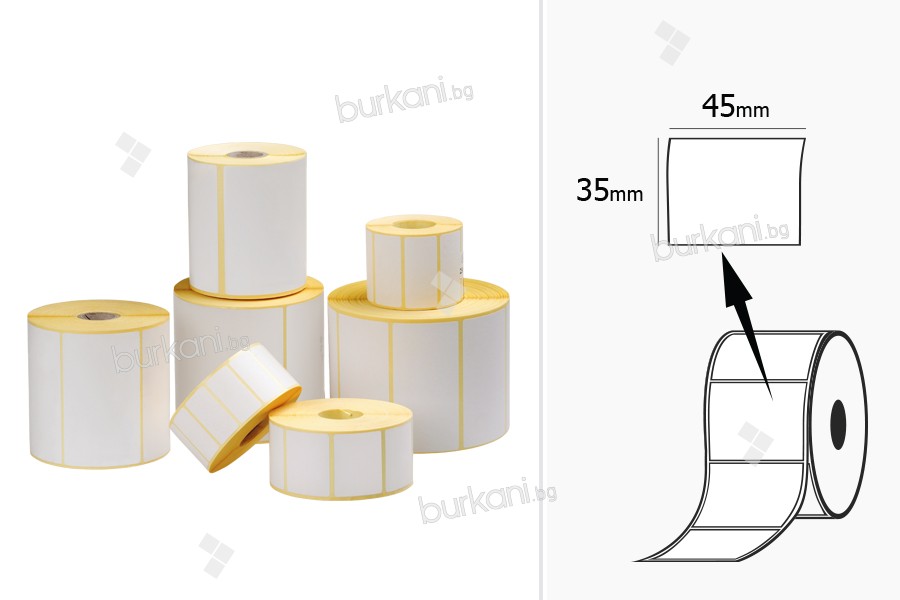 Termal etiketler, kağıt, kendinden yapışkanlı 45x35 mm rulo - 1000 adet