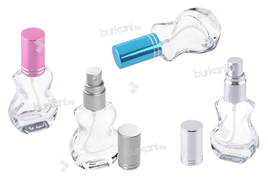Стъклена бутилка за парфюм 10 мл с различни цветове капачки