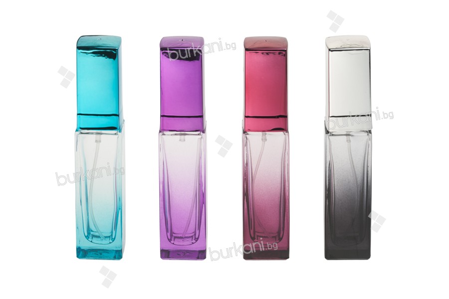 Parfüm şişesi 20 ml Cam sprey ve kapak ile çeşitli renkler Degradelerde