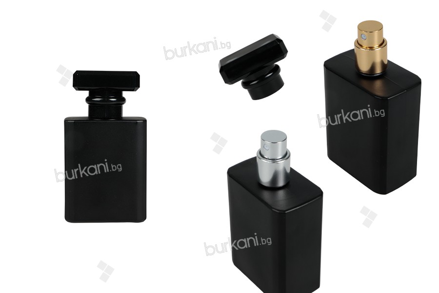 Стъклена черна бутилка за парфюм 50 мл 