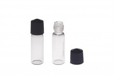 Minyatür şişeler 1 ml  10x35 şeffaf siyah plastik vidalı kapak