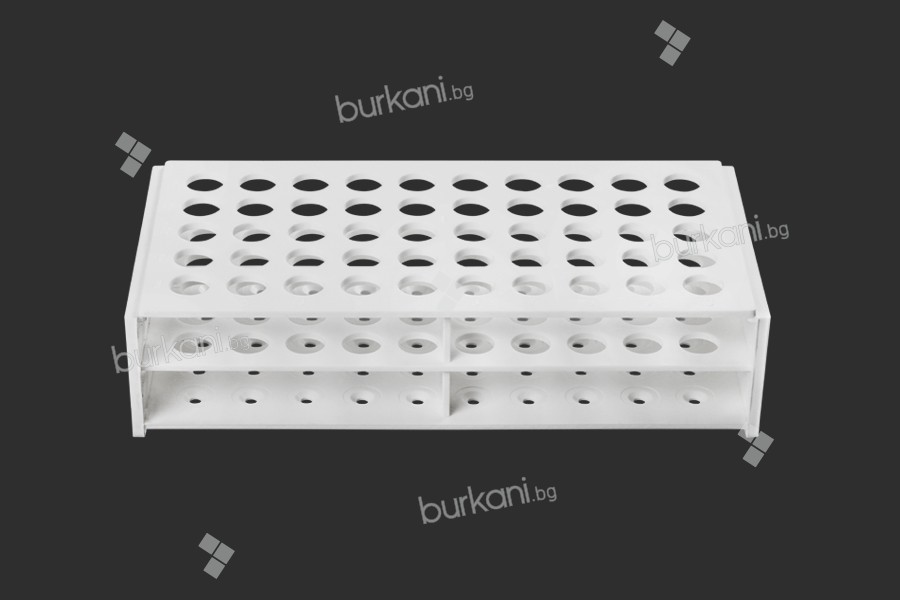 Пластмасова поставка  212x107x50 mm в бял цвят - 50 места (с отвор  13 mm)