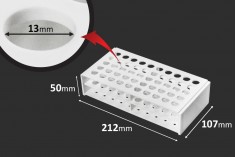 Пластмасова поставка  212x107x50 mm в бял цвят - 50 места (с отвор  13 mm)