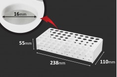 Πластмасова поставка  238x110x55 mm в бял цвят - 50 места (с отвор 16 mm)