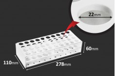 Пластмасова поставка  278x110x60 mm в бял цвят - 40 места (с  отвор 22 mm)