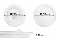 Plastik tıpalar (PE) beyaz yükseklik 2.96 mm - çap 40.95 mm (küçük: 37.90 mm) - 12 adet