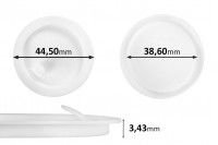 Пластмасово уплътнение (PE) бяло с височина 3,43 мм - диаметър 44,50 мм (малко: 38,60 мм) - 12бр