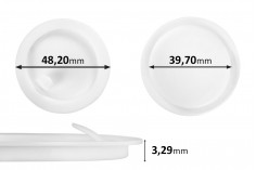 Пластмасово уплътнение (PE) бяло с височина 3,29 мм - диаметър 48,20 мм (малък диаметър: 39,70 мм) - 12бр