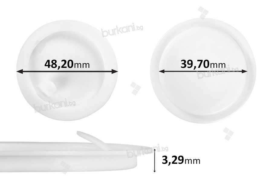 Plastik koruyucu kapak (PE) beyaz yükseklik 3.29 mm - çap 48.20 mm (küçük: 39.70 mm) - 12 adet