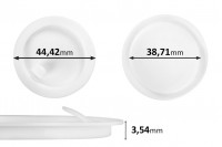 Plastik koruyucu kapak  (PE) beyaz yükseklik 3,54 mm - çap 44,42 mm (küçük: 38,71 mm) - 12 adet