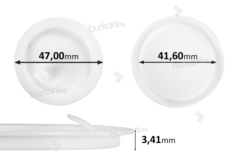 Plastik koruyucu kapak  (PE) beyaz yükseklik 3.41 mm - çap 47 mm (küçük: 41.60 mm) - 12 adet