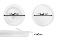 Пластмасово уплътнение (PE) бяло височина 4 мм - диаметър 54 мм (малък: 49 мм) - 12бр
