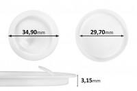 Plastik koruyucu tıpa (PE) beyaz yükseklik 3.15 mm - çap 34.90 mm (küçük: 29.70 mm) - 12 adet