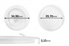 Пластмасово уплътнение (PE) бяло с височина 3,15 мм - диаметър 34,90 мм (малък: 29,70 мм) - 12бр.
