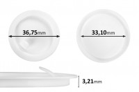 Plastik tıpa (PE) beyaz yükseklik 3.21 mm - çap 36.75 mm (küçük: 33.10 mm) - 12 adet