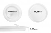 Пластмасово уплътнение (PE) бяло с височина 3.05мм - диаметър 40.08 мм (малко: 34.68 мм) - 12бр