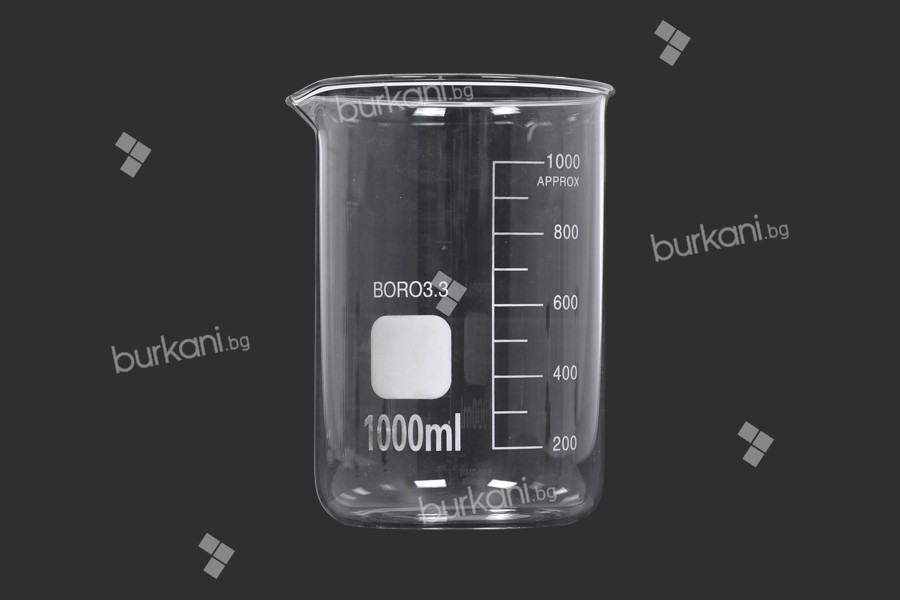 Стъклена цилиндрична разграфена чаша 1000 мл 