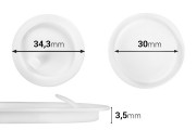 Уплътнение пластмасово (PE) бяло височина 3,50 мм - диаметър 34,30 мм (малък диаметър: 30 мм) - 12 бр.