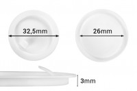Πластмасово (PE) уплътнение в бял цвят 32,5 мм   за буркани от 30 ml