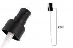 Пластмасова черна матова  лосион помпа PP24 с пластмасова прозрачна капачка 