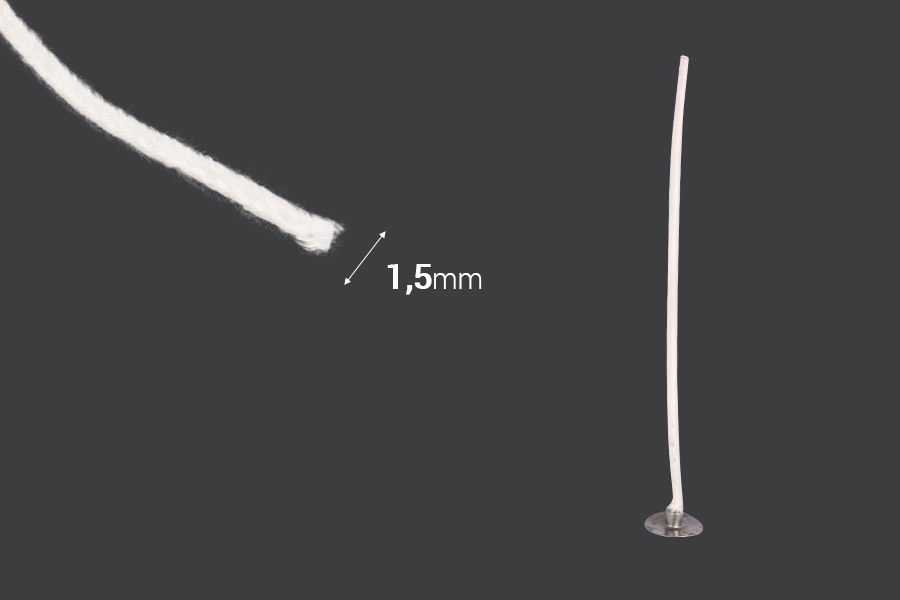 Памучен фитил за свещи - ролка 60 метра (диаметър 1.5 мм) Памучен фитил за свещи - ролка 60 метра (диаметър 1.5 мм)-изображение_размери