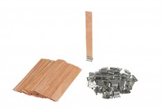 Дървени фитили 15х130 мм с метална основа за свещи - 25 бр./пакет