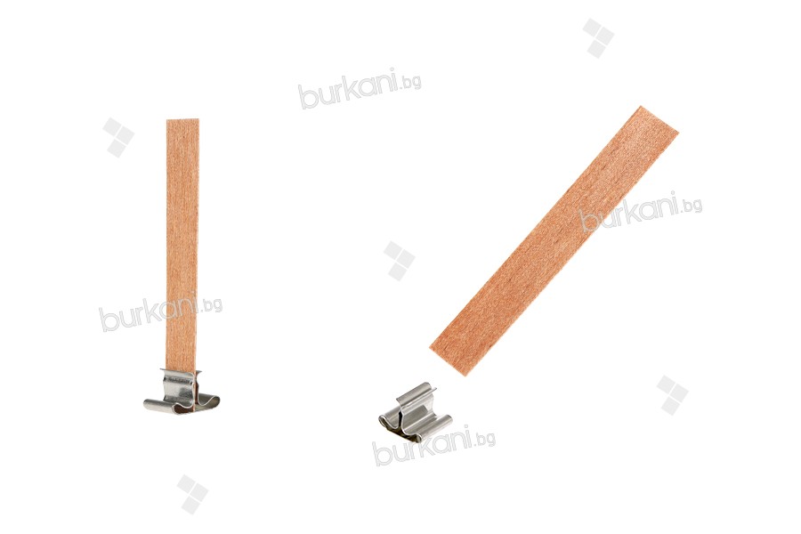 Дървени фитили 12,5х75 мм с метална основа за свещи - 25 бр/ пакет