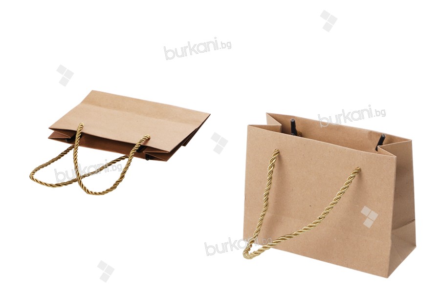 Bükülmüş kordonlu kahverengi kağıt hediye çantası 115x60x145 mm - 12 adet
