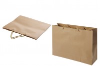 Хартиена кафява подаръчна чанта за подарък с усукан шнур дръжка  250x90x200 мм - 12 бр