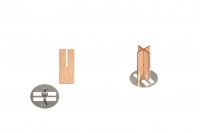 Дървени фитили за свещи, на метална основа, с размер 13х30 мм, във формата на кръст  25 бр/пакет