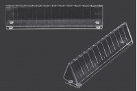 Plexiglass display rack stand in size 165x20x28 with silicon feet and 24 holes (14 mm hole opening) 