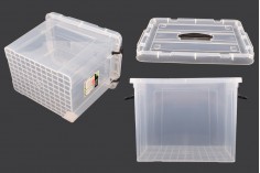 440x300x325 mm şeffaf plastik, emniyet kapamalı saklama kutusu