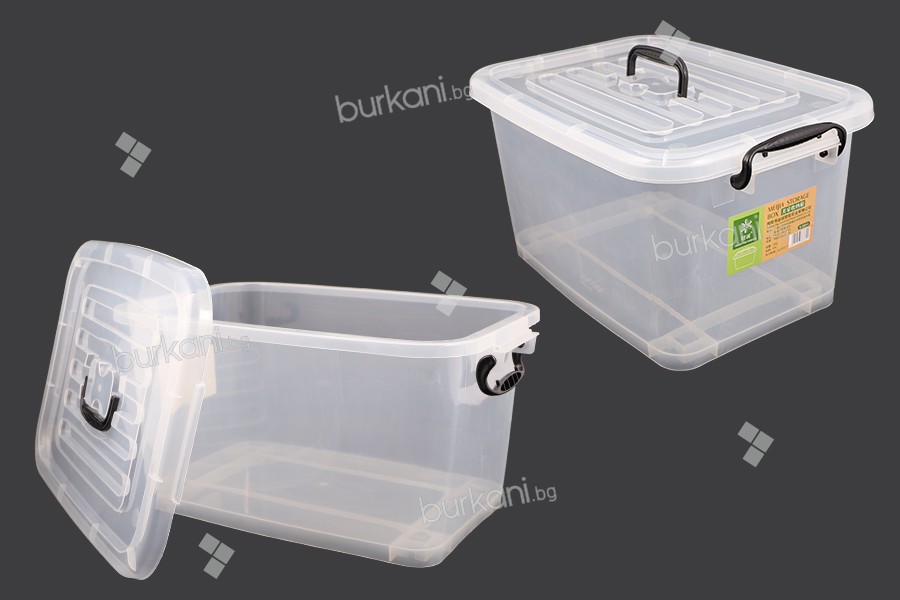 Пластмасова прозрачна кутия за съхранение 485x330x260 mm, с капак с дръжка