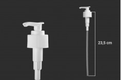 Пластмасова лосион помпа 28/410 бяла със защитен механизъм за крем, сапун, шампоан и др.