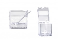 Пластмасова захарница с лъжичка ( кутийка за подправки) 