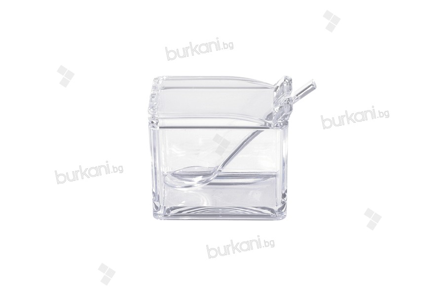 Пластмасова захарница с лъжичка ( кутийка за подправки) 