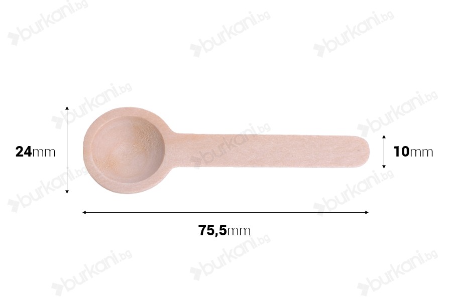 Дървена лъжичка 75.5 mm - 50 бр.-изображение_размери