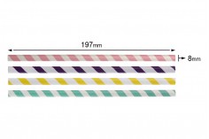 Екологични хартиени сламки 197x8 мм в различни цветове - 50 бр