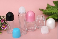 Pembe plastik kapaklı cam 50 ml rol on şişe 