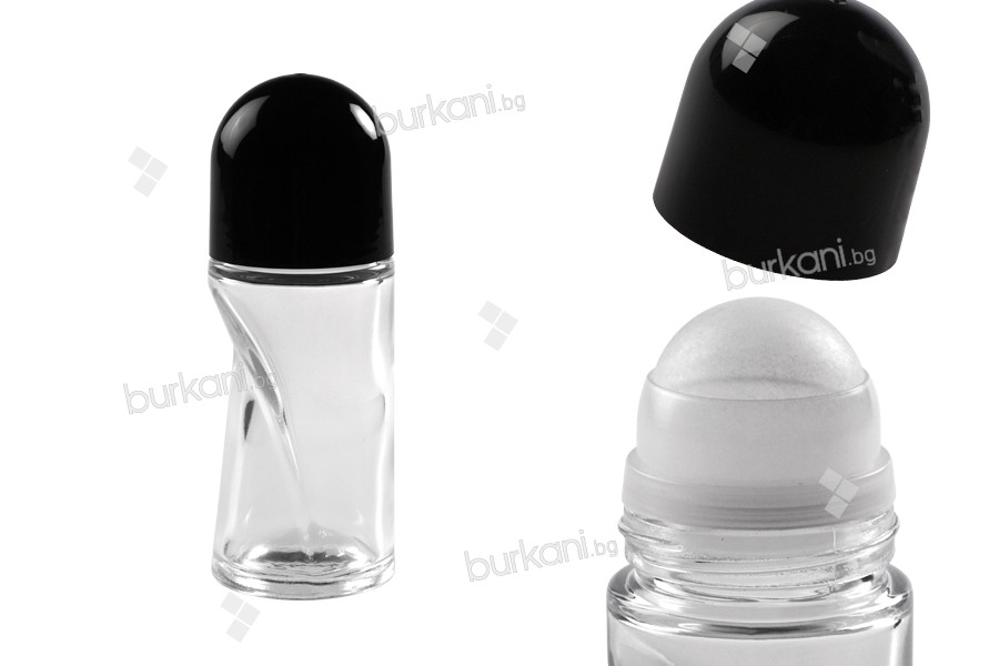 Siyah plastik kapaklı 50 ml cam roll-on şişe