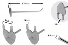 Kanca tek (kalp), 115 mm delikli sac