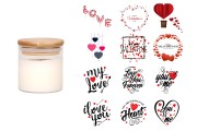Self-adhesive labels pre-printed with Valentine's design 35x35 mm
