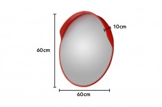 Извито предпазно огледало с основа на полюс и диаметър 60 см
