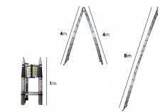 Сгъваема 8-метрова алуминиева телескопична стълба (4 + 4)