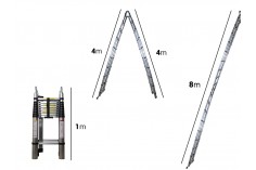 8m Alüminyum Katlanır Teleskopik Merdiven (4 + 4)