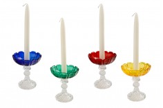 Стъклена чиния с отвор в центъра (26мм) за свещници и полилеи в различни цветове