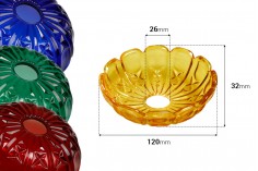 Стъклена чиния с отвор в центъра (26мм) за свещници и полилеи в различни цветове